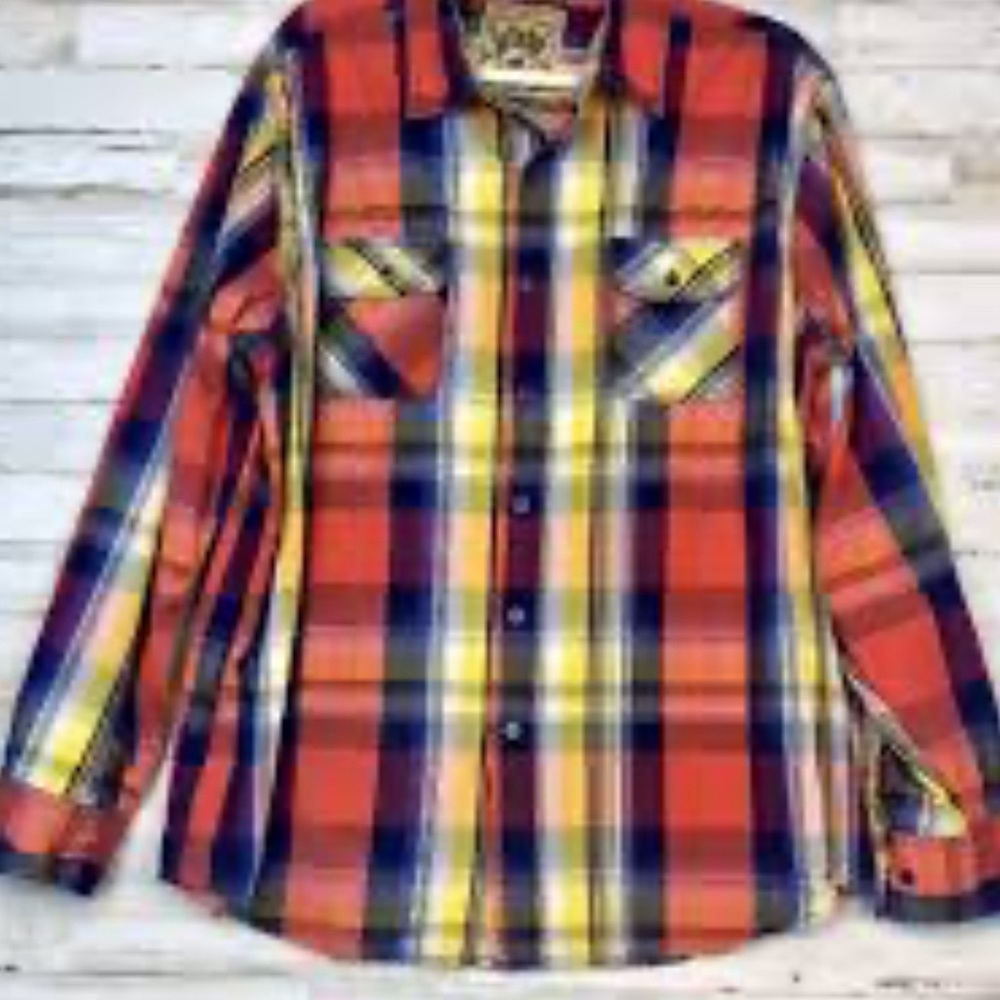 Boys Red Camel Button Down
